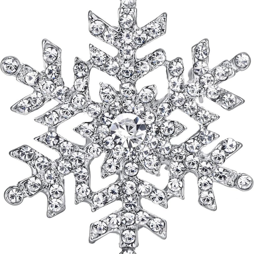 Women's Holiday Jewelry Austrian Crystal Elegant Stunning Snowflake Flower Brooc